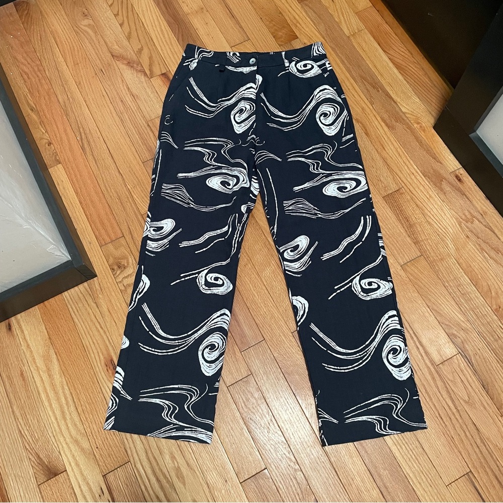 Paloma Wool Sega Twister Navy with White Swirls linen Pants EU38 (US 6) NWT